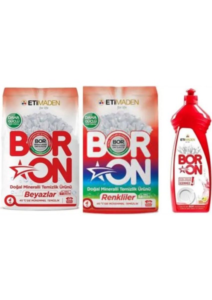 Çamaşır Deterjanı Renkliler 4 kg ve Beyazlar Toz Deterjan 4 kg + 1 Adet El Bulaşık Deterjanı