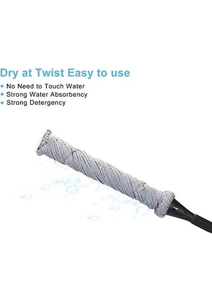 2 Yeniden Kullanılabilir Başlıklı Paspas, Sıkma Bükümlü Paspas, 57" Uzun Saplı, Zemin Temizliği Için Islak Paspaslar, Ticari Ev Temiz,, ve Daha Fazlası (Gri) fiyatları