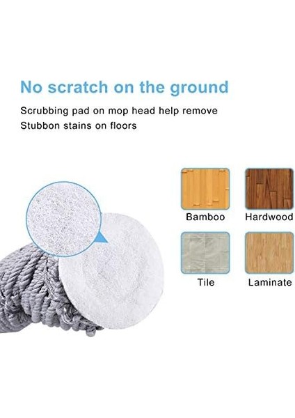 2 Yeniden Kullanılabilir Başlıklı Paspas, Sıkma Bükümlü Paspas, 57" Uzun Saplı, Zemin Temizliği Için Islak Paspaslar, Ticari Ev Temiz,, ve Daha Fazlası (Gri) modelleri