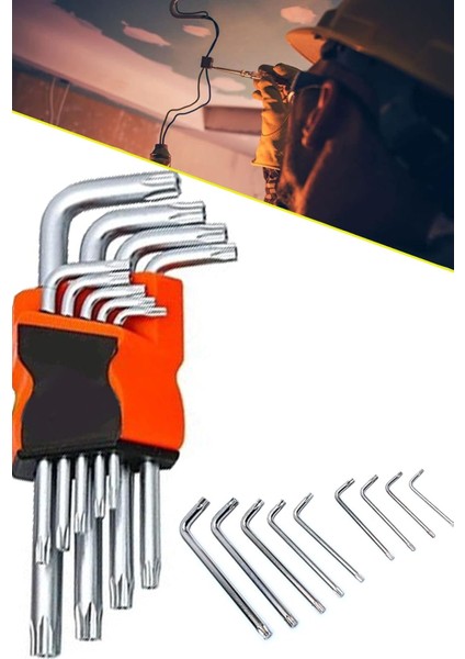 YK-008 9 Parça Yıldız Tork Anahtarı 120 mm Allen Set 1410