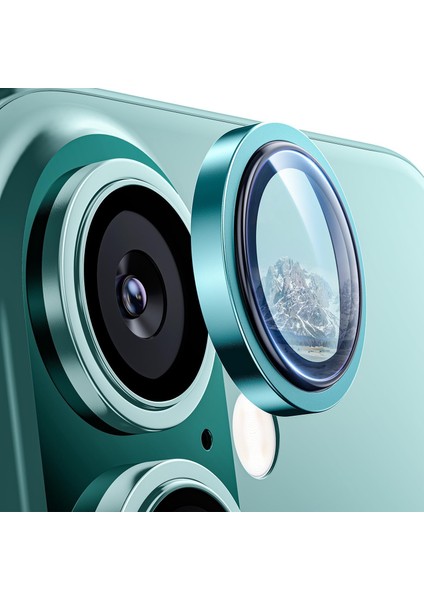 16 ve 16 ile Uyumlu Alaşım Çerçeveli ve 9h Sertliğinde Temperli Camlı Lens (Yeşil, Glass)