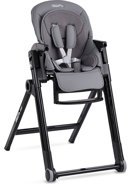 Chef Mama Sandalyesi, Çok Kademeli Yatış, 7 Kademe Yükseklik, Çift Tepsili, Katlanabilir, 0 - 15 K, Gri modelleri