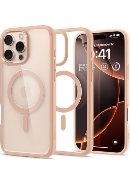16 Pro ile Uyumlu Ince Magsafe Kılıf Ultra Hybrid Sararma Karşıtı Duraclear Hava Kanalı Teknolojisi Askeri Sınıf Koruma Magfit Rose Şeffaf Kapak - ACS08695 modelleri