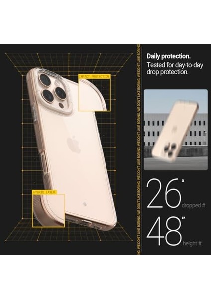 16 Pro Max ile Uyumlu Ince Kılıf Skyfall Sararma Karşıtı Hava Kanalı Teknolojisi Askeri Sınıf Koruma Clear Şeffaf Kapak - ACS08059 modelleri