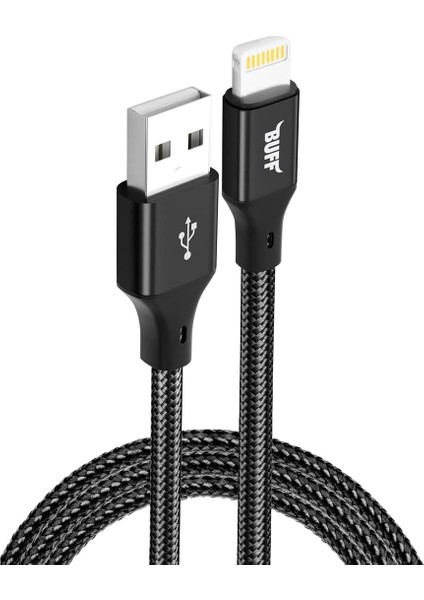 Buff BL71 USB To Lightning 2.4A 1.2m Örgülü Data ve Şarj Kablosu (Siyah)
