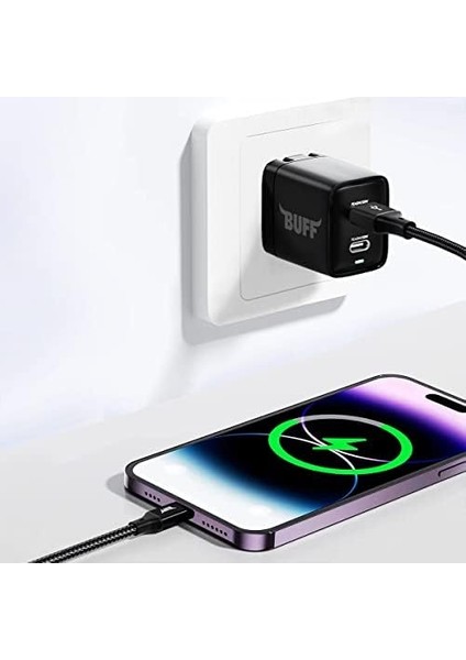 Buff BL71 USB To Lightning 2.4A 1.2m Örgülü Data ve Şarj Kablosu (Siyah) modelleri