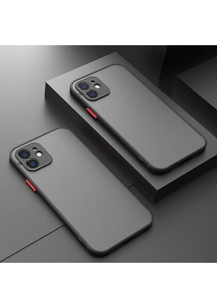 11 Uyumlu Kamera Korumalı Mat Transparan Plastik Arka Kapak Tpu Silikon Kenarlar Şık ve Dayanıklı Koruma Hux Kılıf Kapak (Siyah)