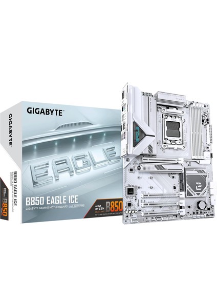 Gıgabyte B850 Eagle Ice LGA1851 Ddr5 7600MHZ(OC) Pcıe 5.0 M.2 Nvme 2.5gbe Lan Beyaz Atx Anakart