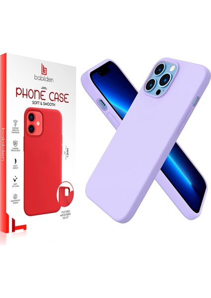 13 Pro 6.1 Içi Kadife Lansman Silikon Kılıf Full Kasa Koruma Sağlayan Kılıf Lila