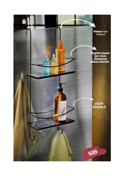Haus Ömür Boyu Paslanmaz Raf Düzenleyici Şampuanlık Siyah Dşkss fiyatları