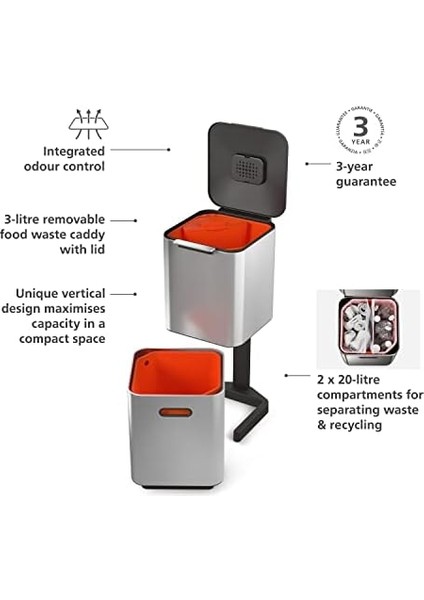 Çöp Kovası, Paslanmaz Çelik, 40 Litre modelleri