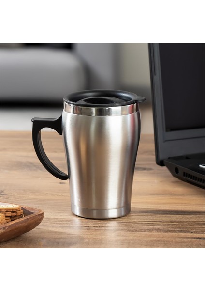 05550 Paslanmaz Çelik Kupa Sızdırmaz Çelik Termos Araç Termosu El Termosu Yalıtımlı 350ML -Gümüş