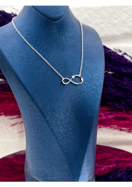 925 Ayar Gümüş Zirkon Taşlı Sonsuzluk Modeli Zarif Kadın Kolye fiyatları