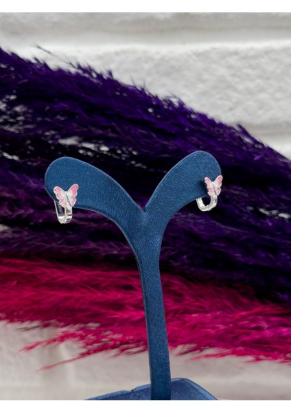 925 Ayar Gümüş Mineli Kelebek Tasarım Zarif Kız Çocuk Küpesi fiyatları