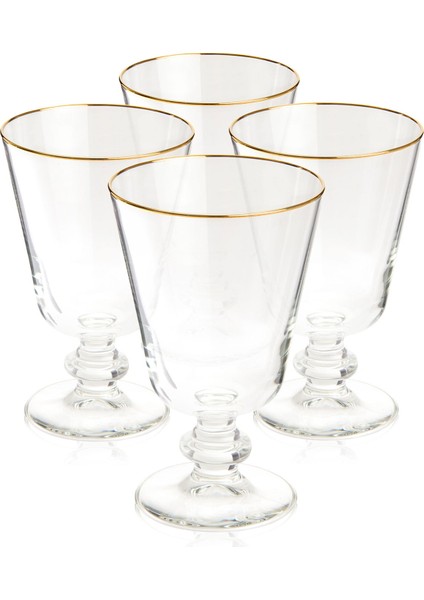 Pure Altın Yaldızlı 4'lü Ayaklı Su Bardağı Seti - 280 ml fiyatları