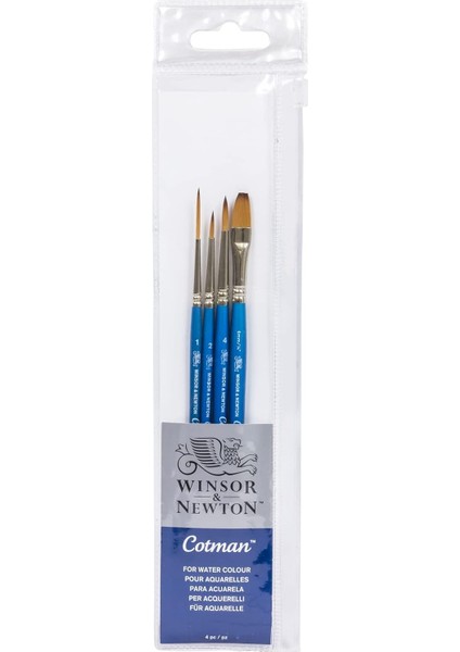 & Newton, Cotman Sentetik Fırçalar, Sap, 4&apos;lü Paket (4 ve 2 Yuvarlak, 1 Teçhizat ve 6 mm Tek Vuruş)