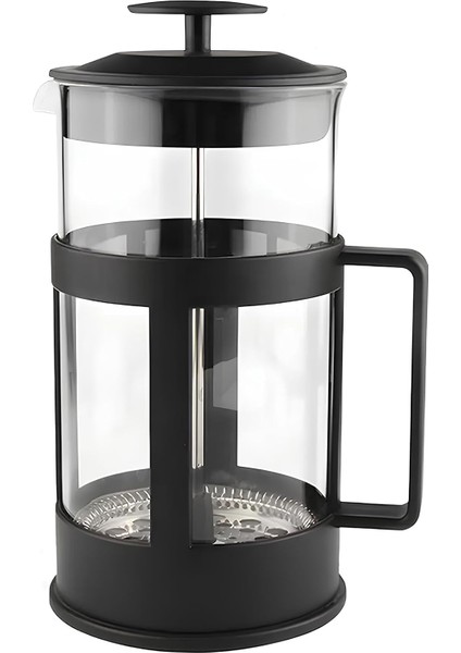 350 ml Cam French Press – Dayanıklı Cam, Paslanmaz Çelik Filtreli, Siyah Renkli Kahve ve Bitki Çayı Demliği