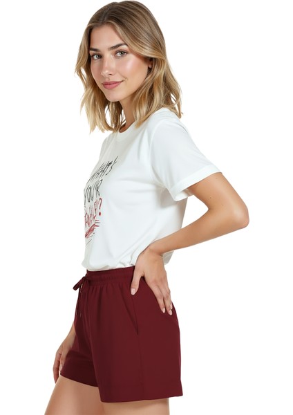 Kadın Beyaz Relaxed Fit %100 Pamuk Tişört – Tipografi ''what's Your Problem?'' Baskılı fiyatları