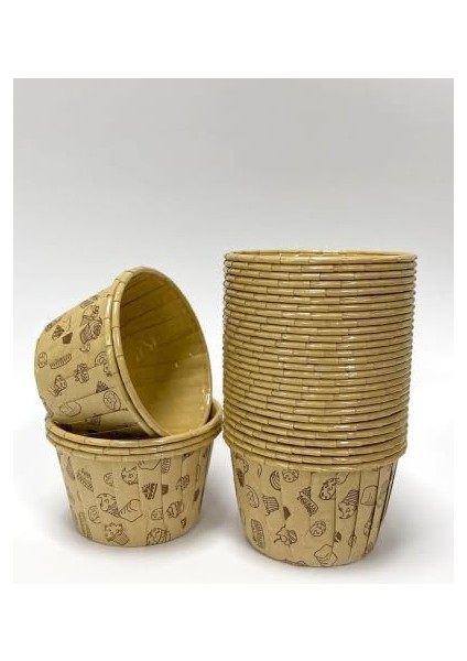 50LI Muffin Kalıbı - Kalıpları, Su Geçirmez ve Yağ Geçirmez Pişirme Kağıtları, Ev Veya Parti Için Folyo Pişirme Kek Kapları - Desenli