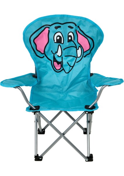Katlanır Fil Desenli Çocuk Kamp Sandalyesi - Mavi