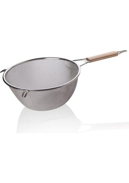 Ahşap Saplı Paslanmaz Çelik Süzgeç, Büyük Boy Metal Süzgeç 24 * 10 cm - Estetik ve Dayanıklı: Ahşap Saplı Paslanmaz Çelik Süzgeç - Büyük Boy Metal Süzgeç