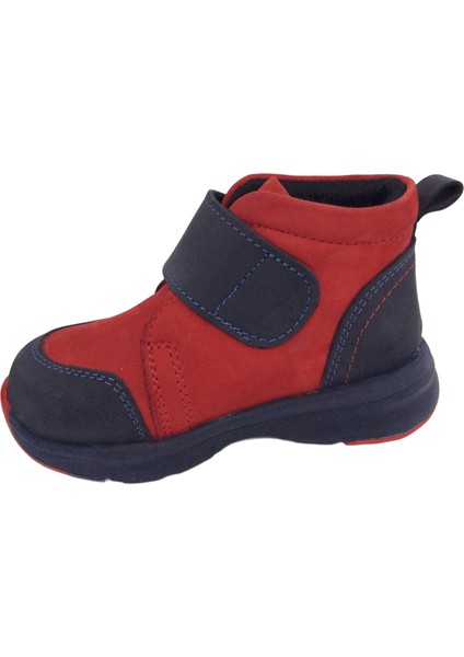 1001 Ridente Lacivert Kırmızı (Süet) Bebe Erkek Çocuk Bot % 100 Deri Kalın Tek Cırtlı modelleri