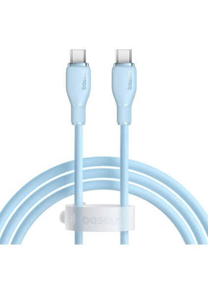 Pudding Hızlı Şarj Özellikli Type-C To Type-C Kablo 100W, 1.2 Metre, Mavi