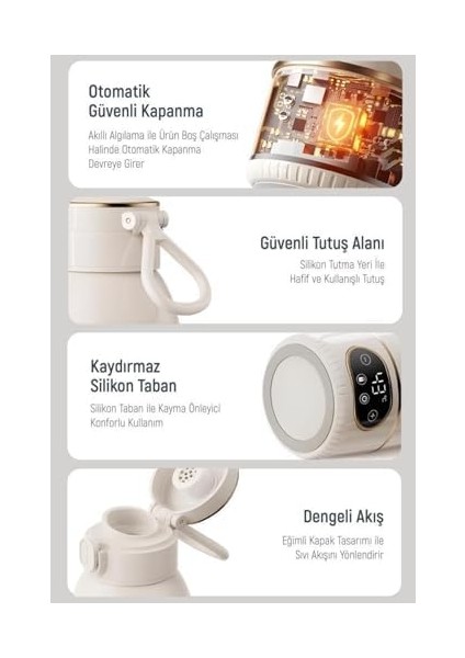 Go Smart Taşınabilir Şarjlı Çelik Su Isıtıcı Kablosuz Kettle (35-100 C°) 500 ml DGT-102 modelleri