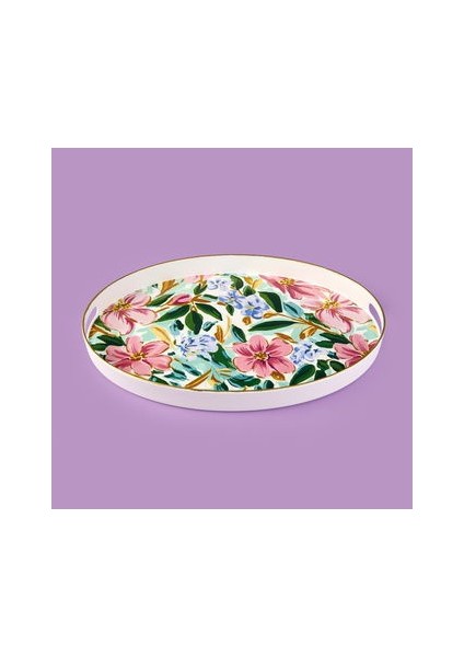 Kitchen Flowely Oval Tepsi - Renkli - 42 cm