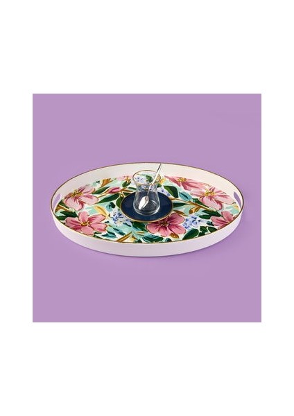 Kitchen Flowely Oval Tepsi - Renkli - 42 cm fiyatları