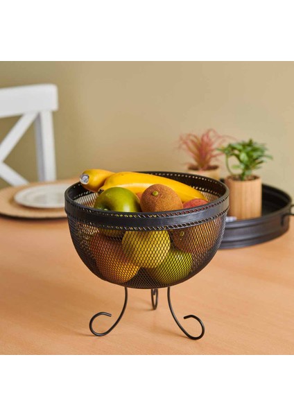 Design Aleyna Ayaklı Metal Meyvelik - Siyah