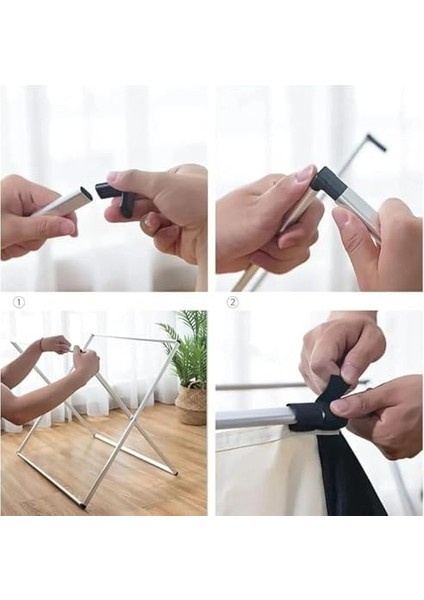 3 Bölmeli Katlanabilir Çamaşır Sepeti – Siyah, Beyaz ve Gri Renklerde, Dayanıklı ve Şık Tasarım, Yıkanabilir Kumaşlı, Gövdeli, 64X42X58 cm Boyutlarında modelleri