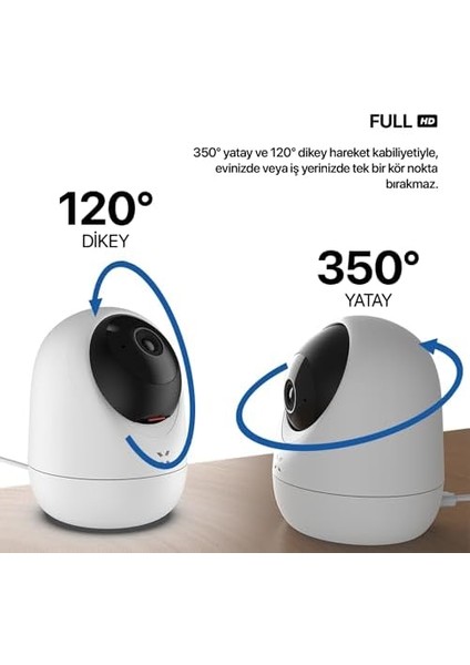 Smart Akıllı Iç Mekan Kamerası 3mp 1080P Full Hd Görüntü Kalitesi Wi-Fi Algılama 355° 10M Gece Görüş Mesafesi Çift Yönlü Sesli Iletişim Bulut/yerel Depolama (256GB) 1 Adet fiyatları