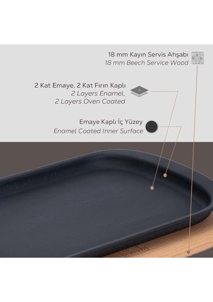 Döküm Servis Tabağı 32X20 Ahşap Altlıklı - Lv As 174 fiyatları