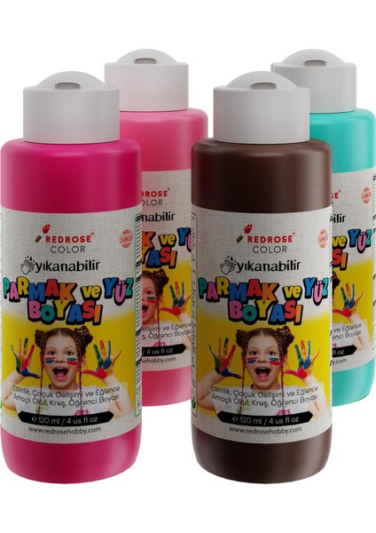 Rose Tamamlayıcı Renkler Parmak 4&apos;lü Set 4X120 ml