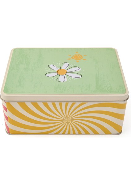 Çiçek Serisi Metal Hediye Kutusu - Renkli - 16,5x9 cm