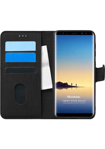 Galaxy 8 Için Kılıf Fabric Book Wallet Siyah [galaxy 8 ile Uyumlu Kılıf - Siyah]