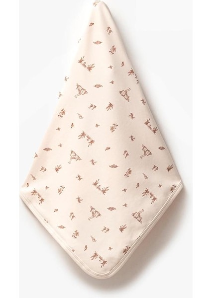 BUBBLES%100 Pamuk Baskılı, Çift Katlı Bebek Battaniyesi (Ördek)