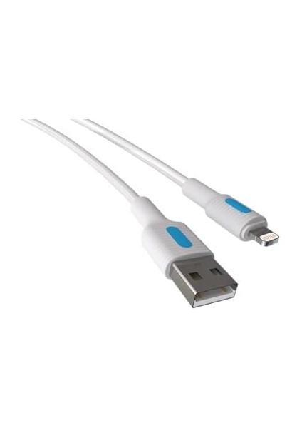 Uyumlu USB A- Şarj Kablosu, Beyaz Kablo, Mavi/beyaz Uçlar (150 Cm) modelleri