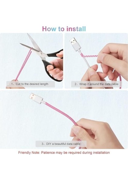Spiral Kablo Koruyucu, 12 Parça Kablo Koruması, Spiral Veri Kablosu Koruyucu Kılıf, Telefon Şarj Kablosu Için Kablo Koruyucu, USB Veri Kablosu (Pembe, Mavi) fiyatları