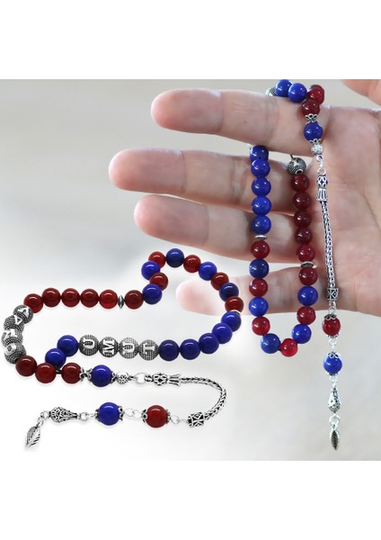 925 Ayar Gümüş Püsküllü Küre Kesim Isme Özel Yazılı Bordo Mavi Jade Doğaltaş Taraftar Tesbih fiyatları