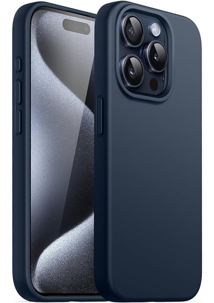Ggm Aksesuar 15 Pro ile Uyumlu Içi Kadife Dışı Mat Yapıya Sahip Koruma Sağlayan Lansman Silikon Kılıf (Lacivert)