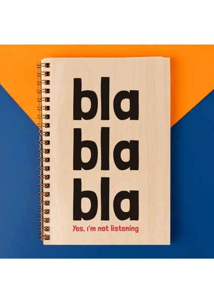 Yes I &apos;am Not Tasarımlı 8 cm x 12 cm Ölçülerinde Çizgisiz 48 Yaprak Ahşap Kapaklı Defter