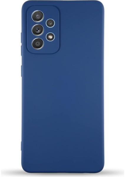 Iletişim A52 ile Uyumlu Kapak ile Uyumlu Içi Kadife Kamera Korumalı Lansman Silikon Kılıf - Lacivert