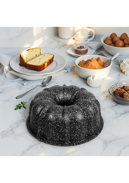 Thermo Döküm Gövdeli 24CM Granit Kaplama Klasik Kek Kalıbı, Dilimli Kalıp, Yanmaz Yapışmaz Granit Kaplama Döküm