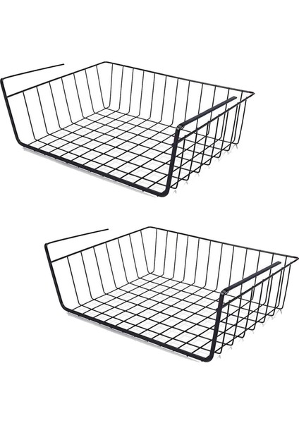2 Adet Paslanmaz Metal Kanguru Raf Altı Sepeti [siyah] Raf Çelik Sepet Askılı Raf Düzenleyici Sepet