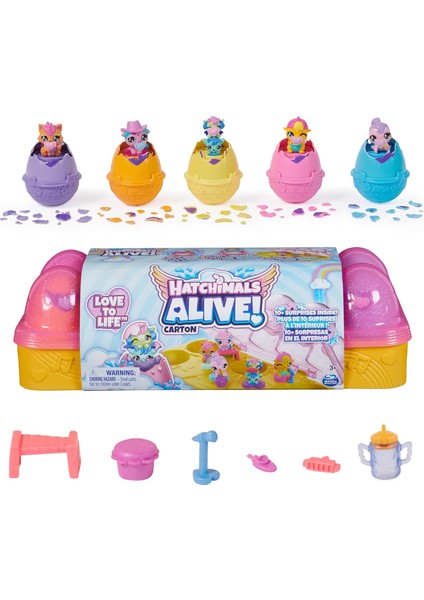 Canlı, Pembe ve Sarı Yumurta Karton Oyuncak, Kendinden Kuluçka Yumurtalarında 6 Mini Figürlü, 11 Aksesuar, Kız ve Erkek Çocuk Oyuncakları 3 Yaş ve Üzeri