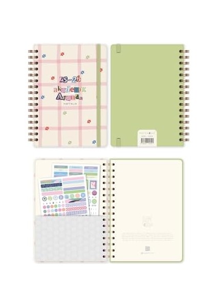 A5 Spiralli Renkli Akademik Ajanda 16 Aylık Motivasyon Sayfalı - Krem modelleri