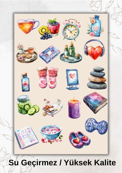 Cilt Bakımı Temalı Self Care Sticker Ajanda Bullet Journal YRM0006