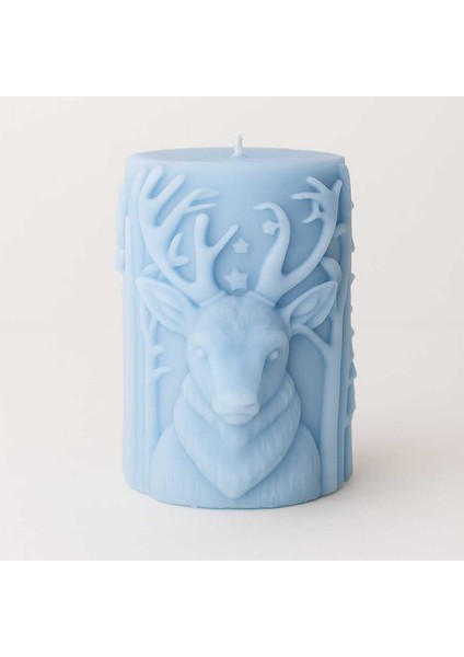 Yılbaşı Geyik Motifli Kabartmalı Soya Wax Mum